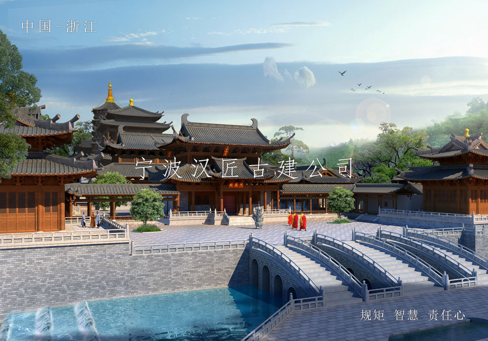 寺院重建規(guī)劃設(shè)計(jì)方案鳥(niǎo)瞰圖—積福禪寺